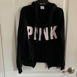 PINK Victoria's Secret Black Sweatshirt Full Zip Hoodie